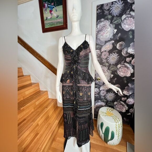 Anthropologie Let Me Be Sheer Printed V-Neck
Midi Dress/ size S - Picture 7 of 12